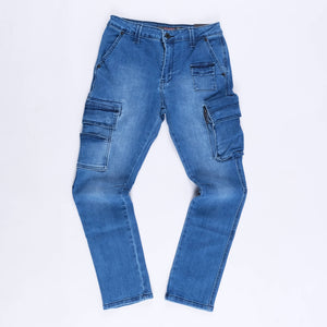 Kids Leon Cargo Skinny Jeans (Blue)