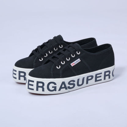 2790 Lettering Canvas Sneakers (Black/White)