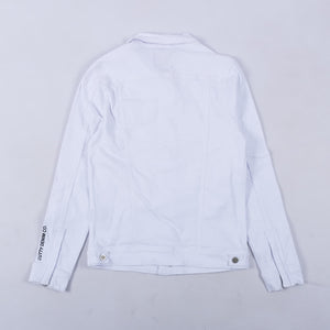 Wallis Wax Coated Denim Jacket (White)