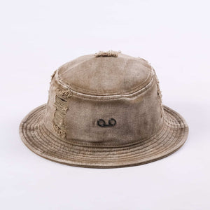 Cassette Ripped Denim Bucket Hat (Olive)