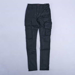 Leo Wax Cargo Skinny Jeans (Black)