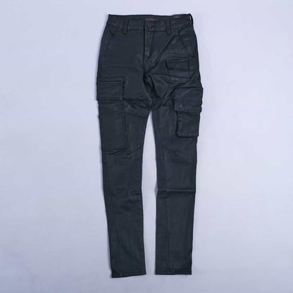 Leo Wax Cargo Skinny Jeans (Black)