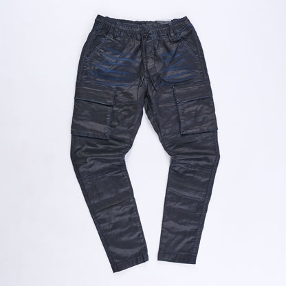 Callun Wax Coated Cargo Jeans (Black/Blue)