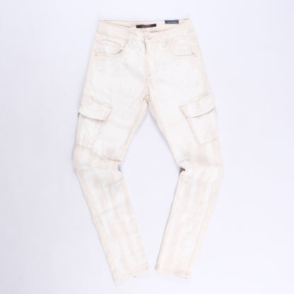 Larke Cargo Skinny Jeans (White)