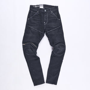 5620 3D Zip Knee Skinny Jeans (Black)