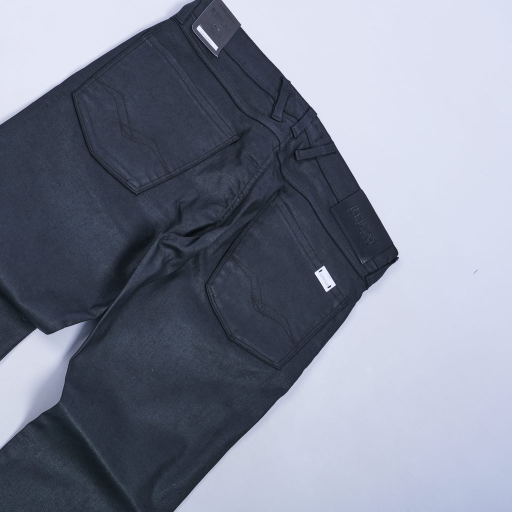 Bronny Wax Slim Tapered Jeans (Black) - TAPE Online