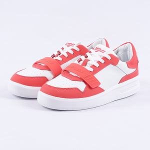 University M Velcro Sneakers (White/Red)