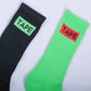 2-pack Socks: Black (Green Block) and Light Green